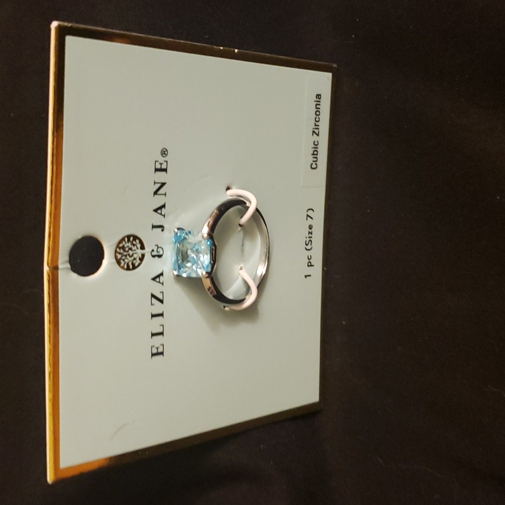 B2G1 Eliza & Jane Blue Square Cubic Zirconia Ring